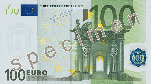 банкнота от 100 евро лицева страна