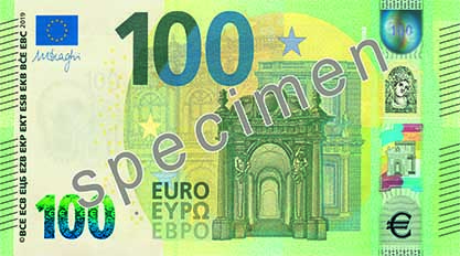 банкнота от 100 евро лицева страна