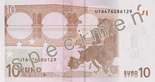 банкнота от 10 евро гръб