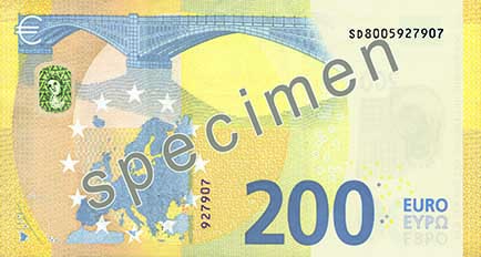 банкнота от 200 евро гръб