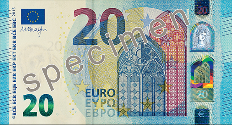 банкнота от 20 евро лицева страна