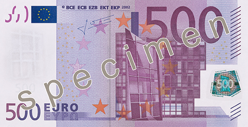 банкнота от 500 евро лицева страна