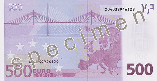 банкнота от 500 евро лицева страна