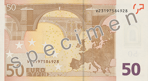 банкнота от 50 евро гръб