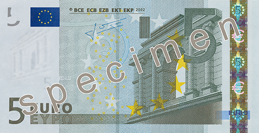 банкнота от 5 евро лицева страна