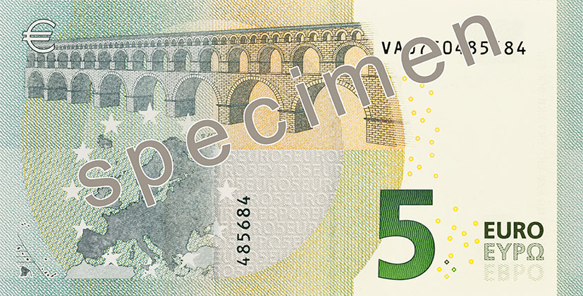 банкнота от 5 евро гръб